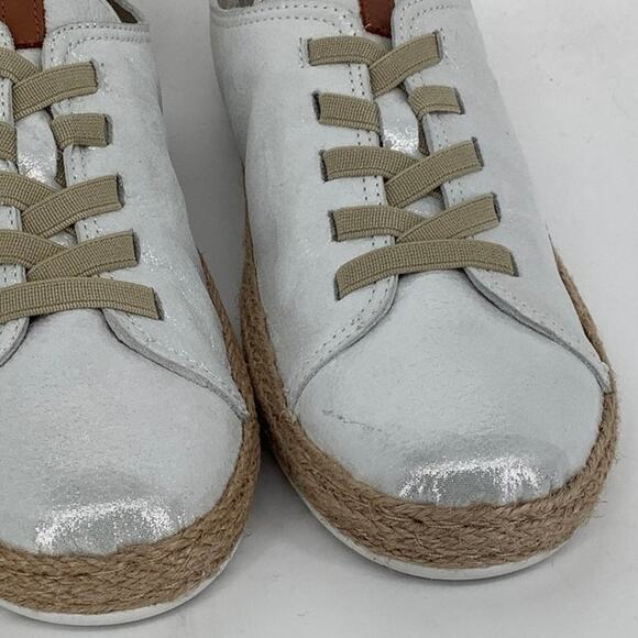 Spring Step Size 39 Silver Metallic Eloya Leather Sneaker Espadrille Trim D3-2 - Picture 8 of 11